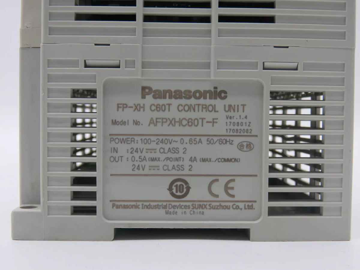 Panasonic FP-XH C60T Control Unit AFPXHC60T-F 100-240V 0.65A 50-60Hz IN 24V