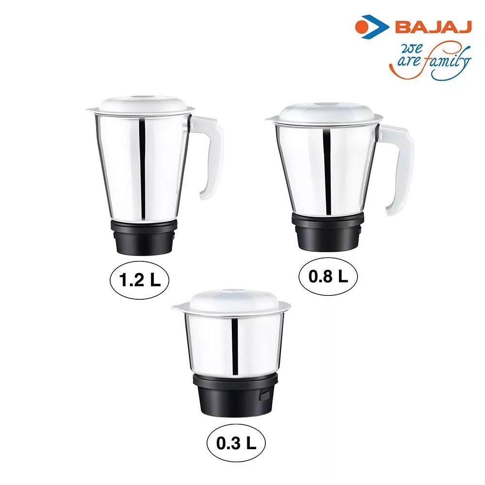 Bajaj Rex Mixer Grinder 500W with 3 SS Jars Nutri-Pro