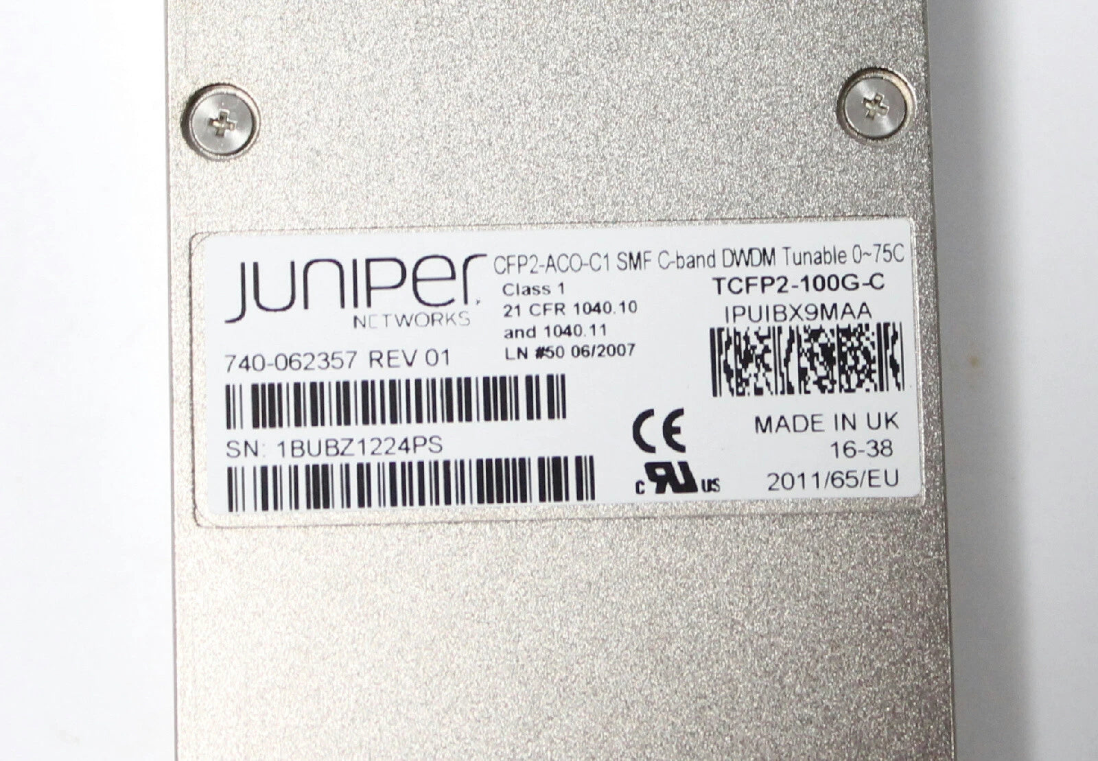 Juniper TCFP2-100G-C Tunable CFP2 100G Transceiver, DWDM OTN CFP2-ACO 740-062357