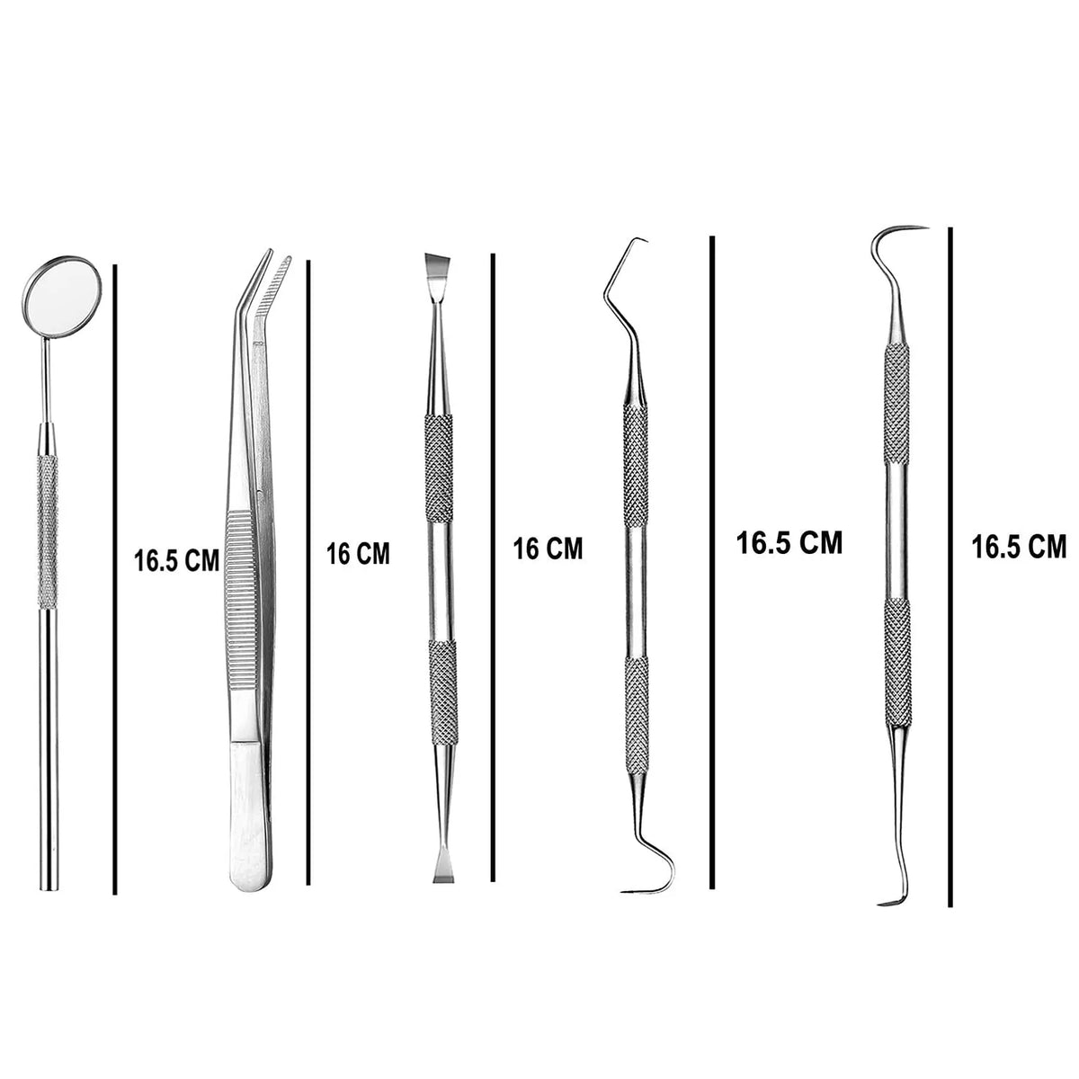 Alis 5 Pcs Dental PMT Set - Stainless Steel Oral Care Kit with Probes