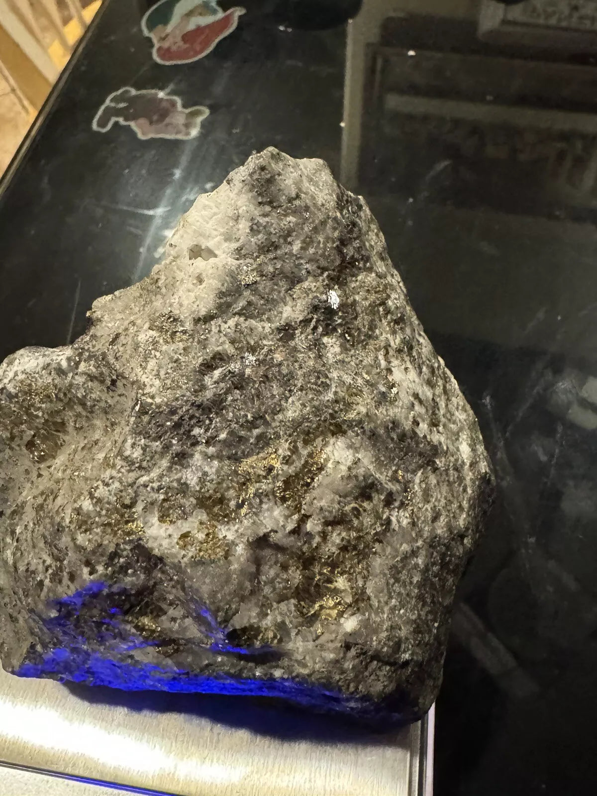 Natural Black Rock with Gold Weighs 2+ Pounds