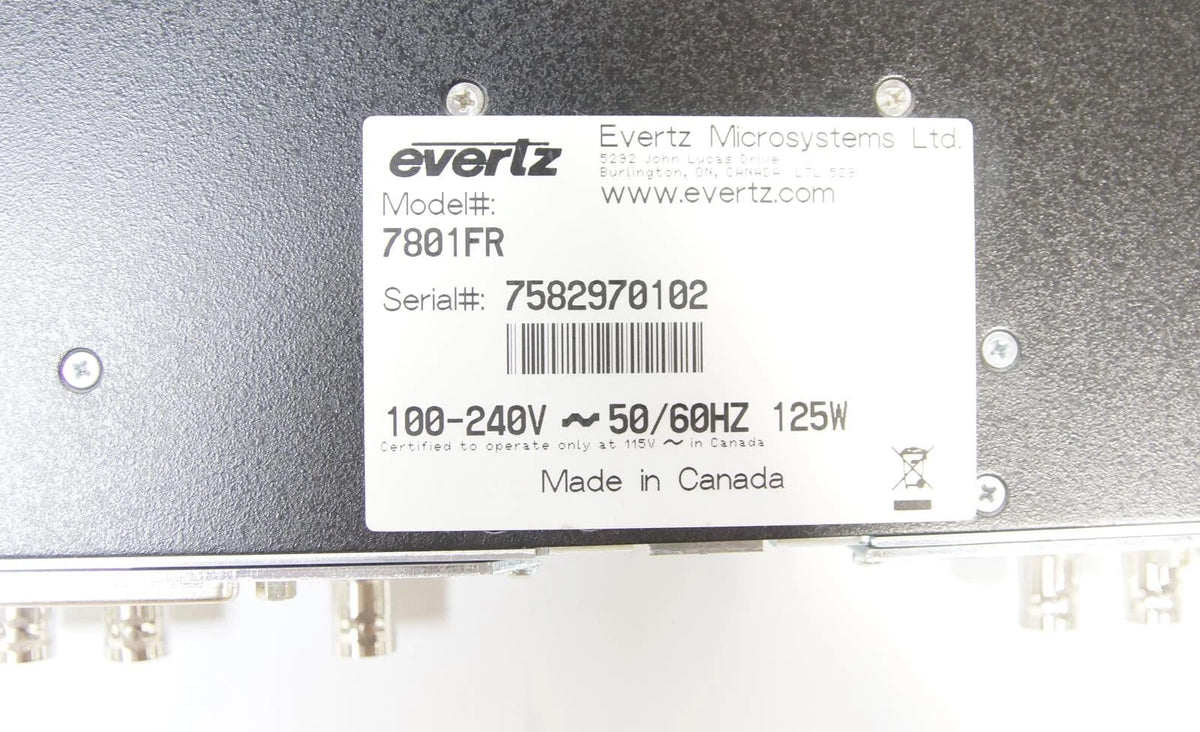 Evertz 7801FR Multiframe Digital Signal Processor with 2x 7743DLY-HD Boards