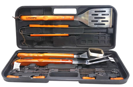 Cuisinart 13 Piece Wooden Handle Grill Utensil Set Tongs Accessories