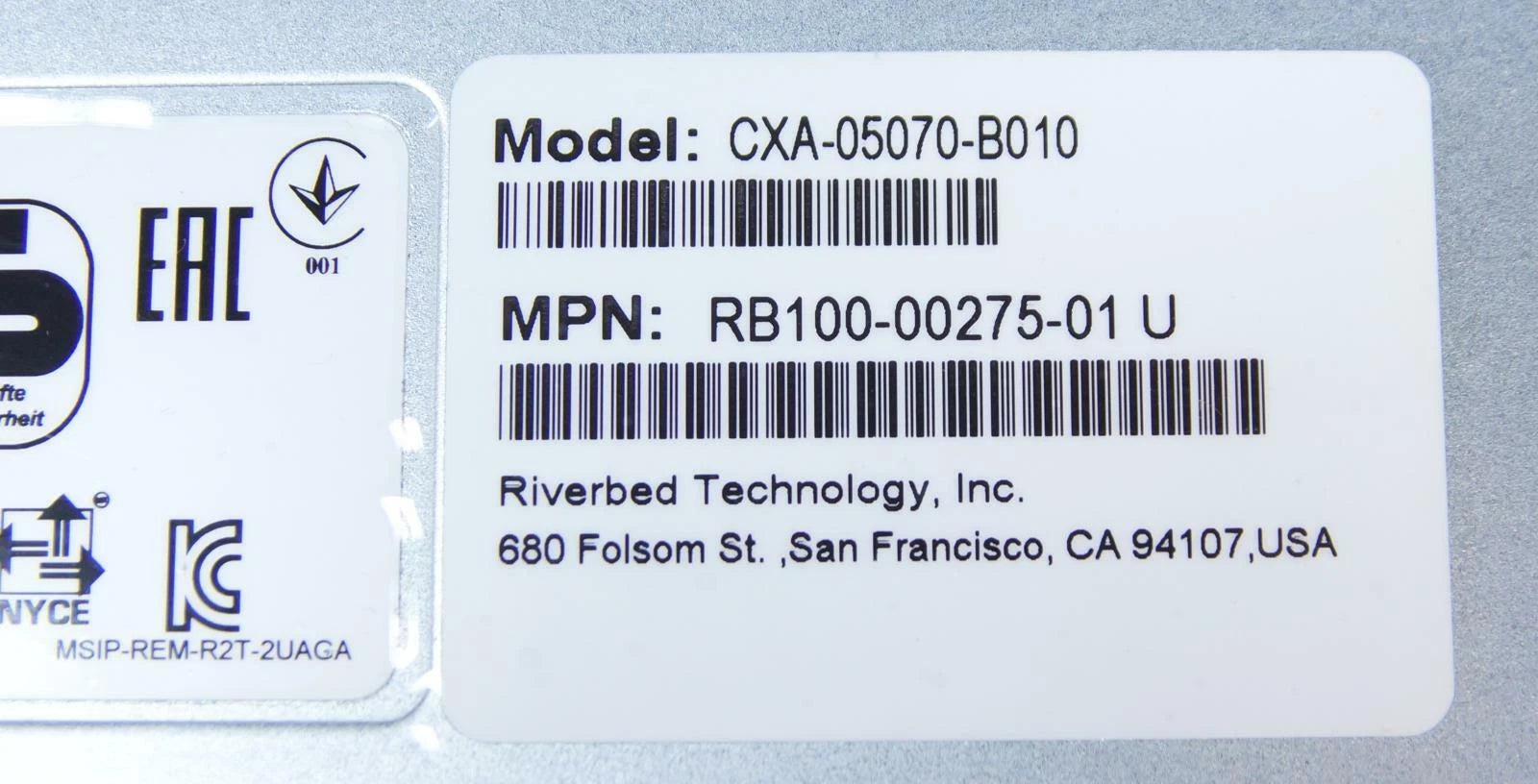 Riverbed SteelHead CX5070 Application Accelerator CXA-05070-B010 NO HDD / OS