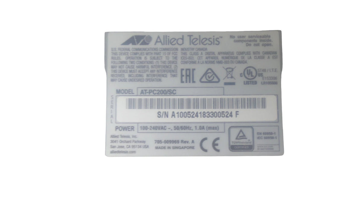 Allied Telesis AT-PC200/SC-90 Fast Ethernet Bridging Converter - Free Shipping