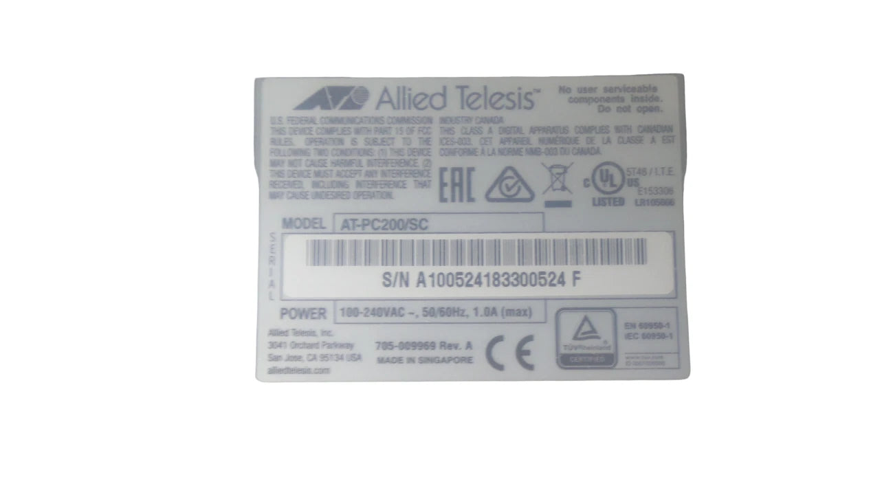 Allied Telesis AT-PC200/SC-90 Fast Ethernet Bridging Converter - Free Shipping