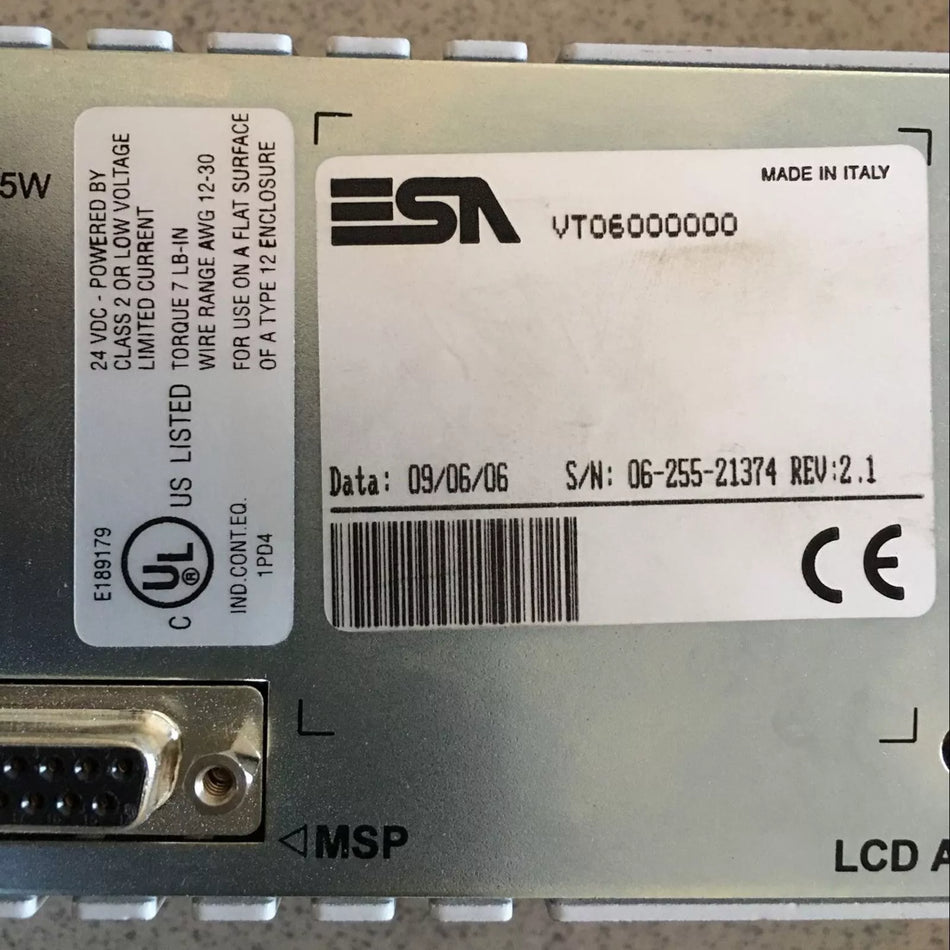 1PC Used For ESA vt60 vt06000000 Operat Panel
