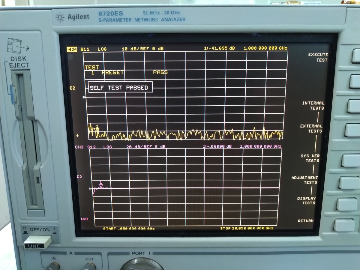 Agilent 8720ES 50 MHz - 20 GHz Network Analyzer w/ Options 1D5/010/085/089 - XG eqpt