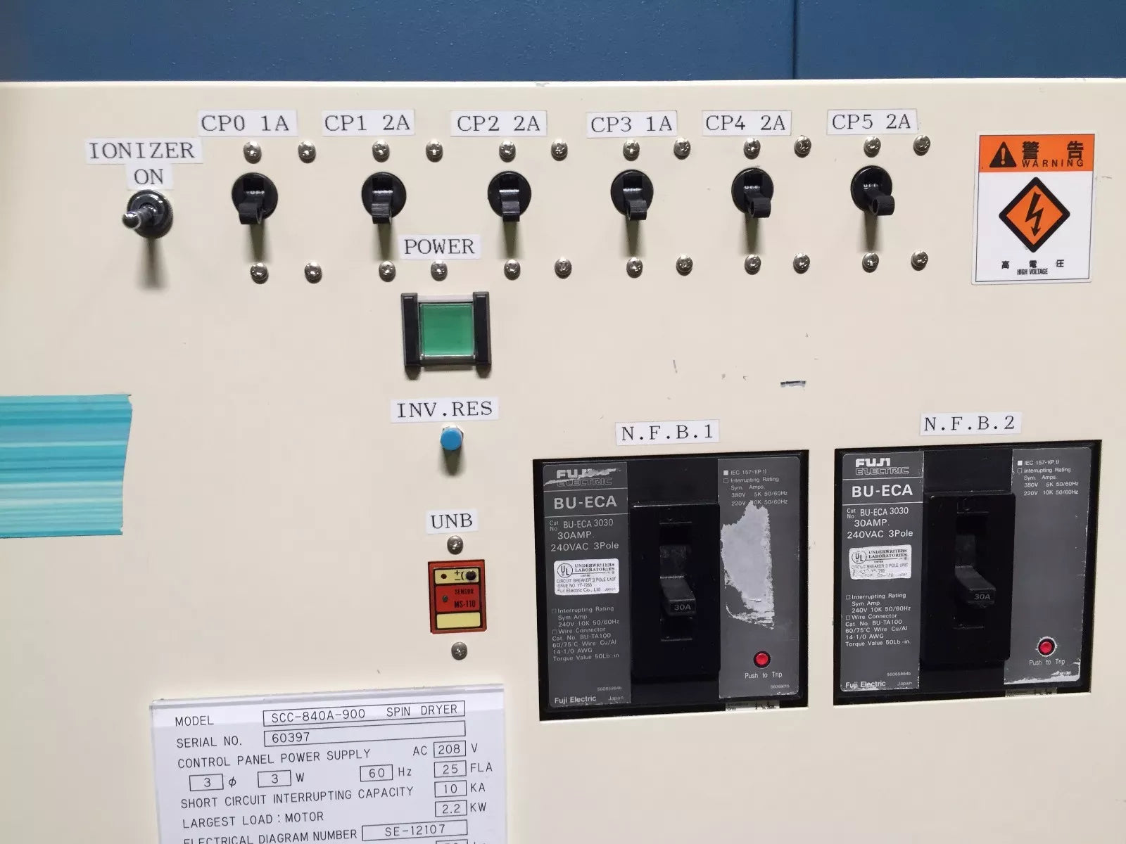 Semicon Created Corp SCC-840A-900 Control Panel Power Supply for Spin Dryer