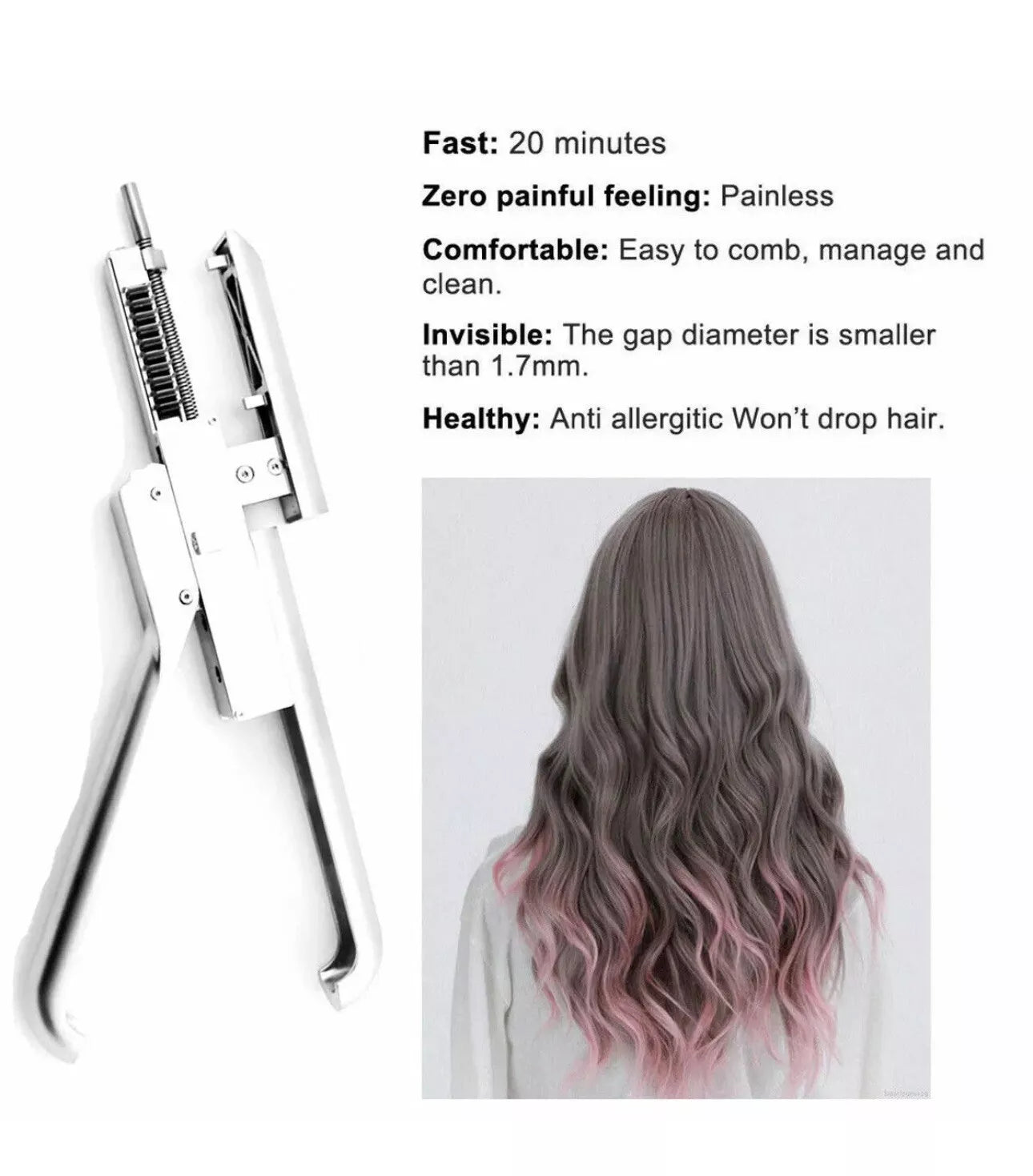 6D Extension Machine Salon Fusion Tool Connector Human Hair Extension Kit Set
