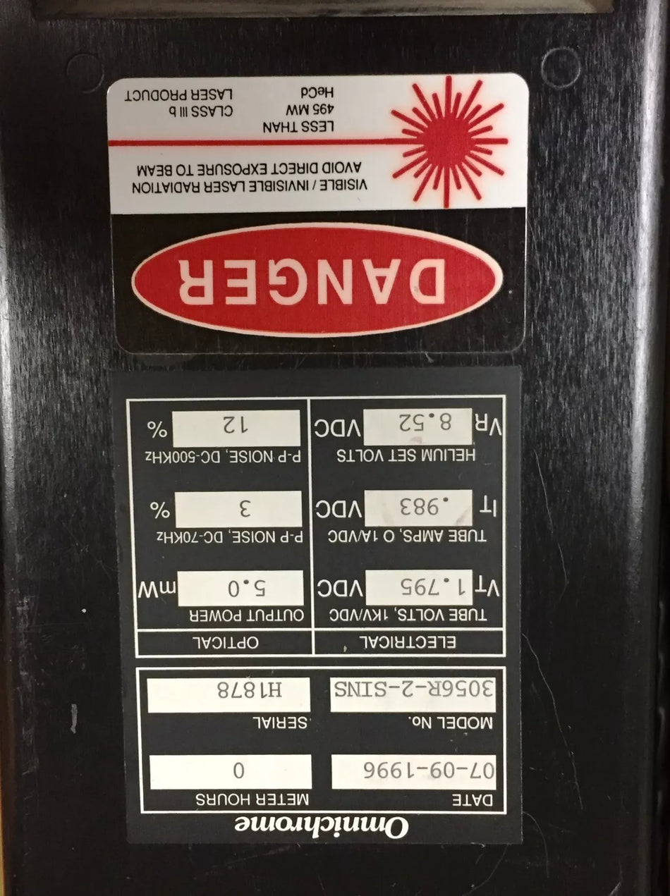 Omnichrome Model 3056R-2-SINS Laser & Model 100 Power Supply Controller