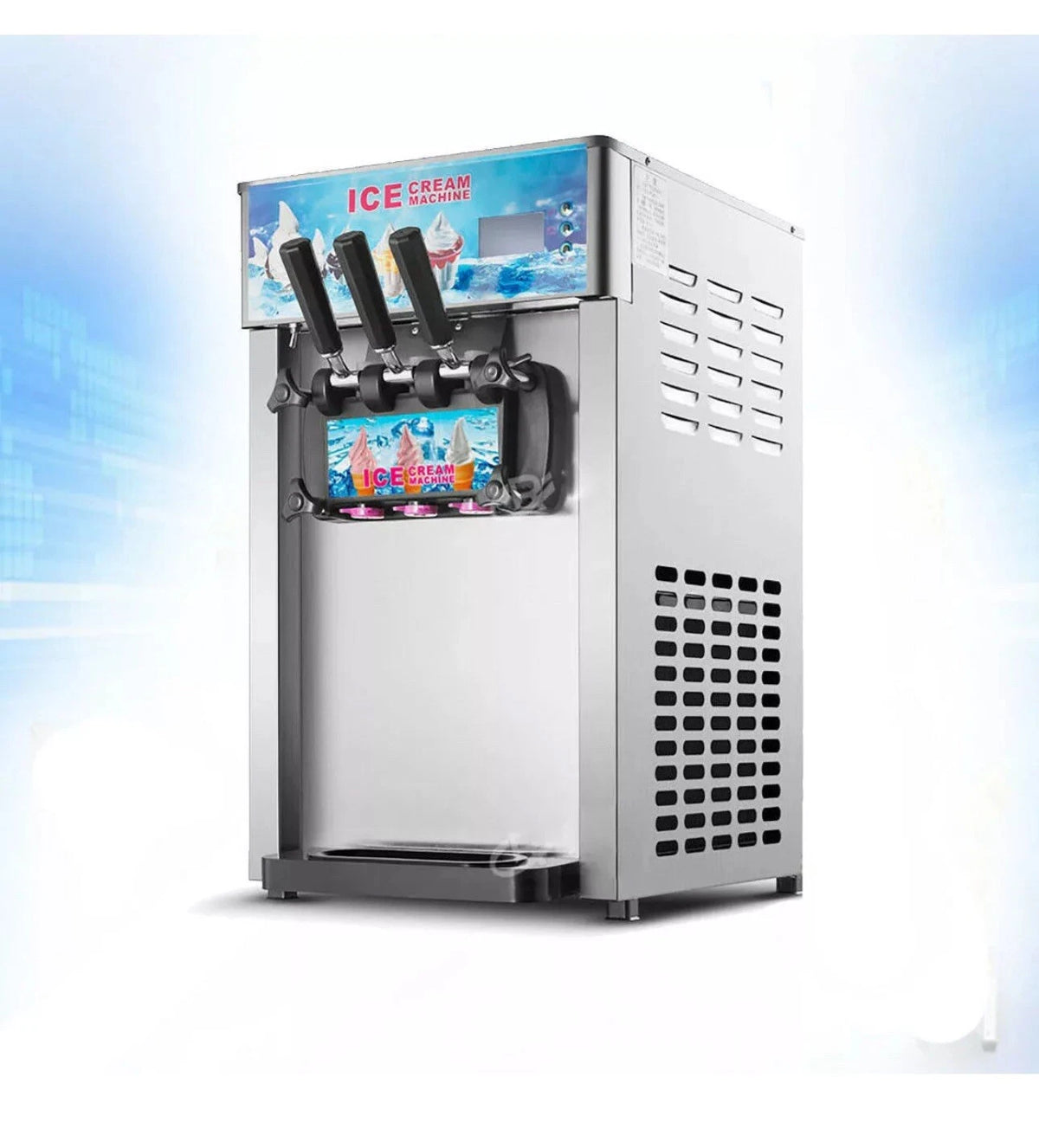 Commercial Soft Ice Cream 3 Flavor Steel Frozen Yogurt Cone Maker Machine