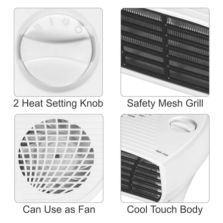 Orpat OEH-1220 2000-Watt White Fan Heater Efficient Heating Solution 230 Volt