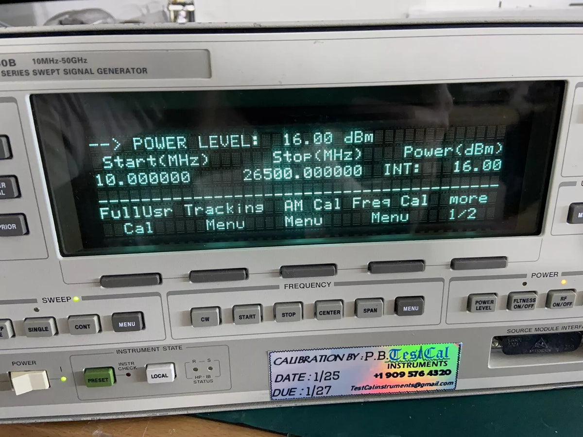 HP Agilent 83650B 10MHz-50GHz Sweep Swept Signal Generator 1, 2, 8! Cal’d!