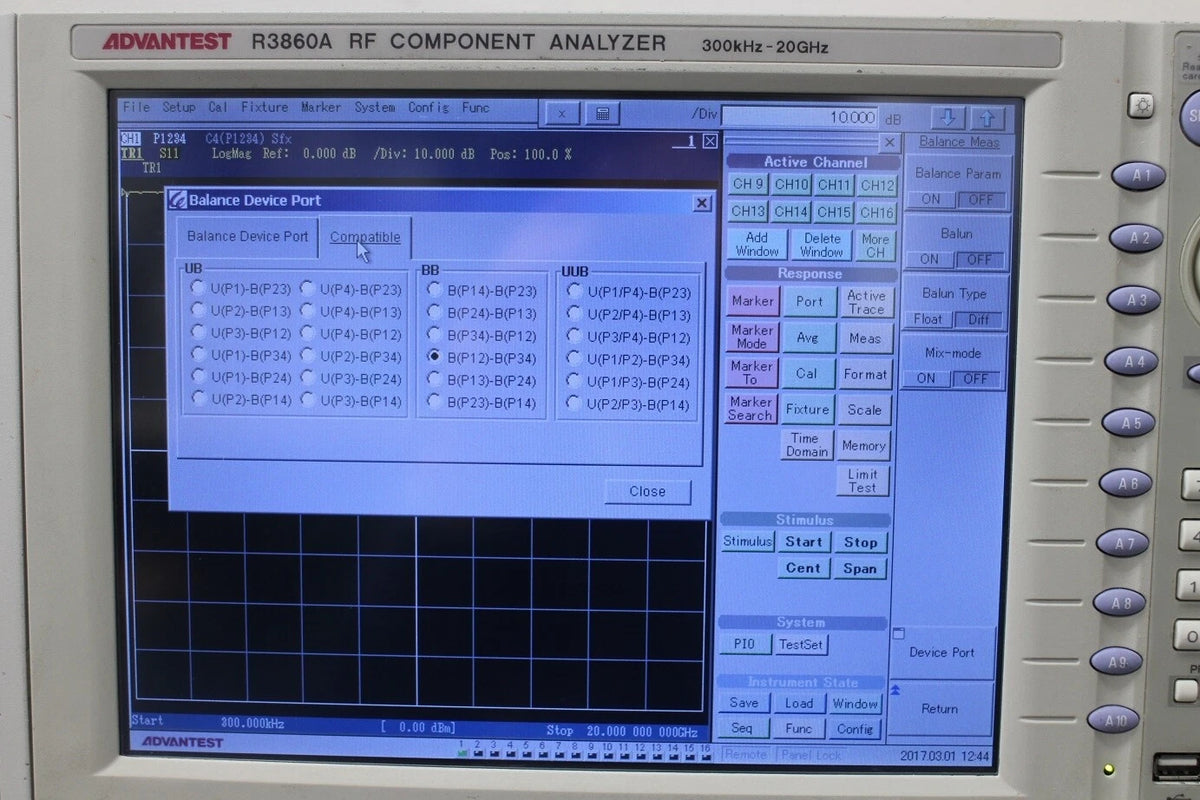 ADVANTEST R3860A/1400-2010 Vector Network Analyzer 300kHz-20GHz 4-Port