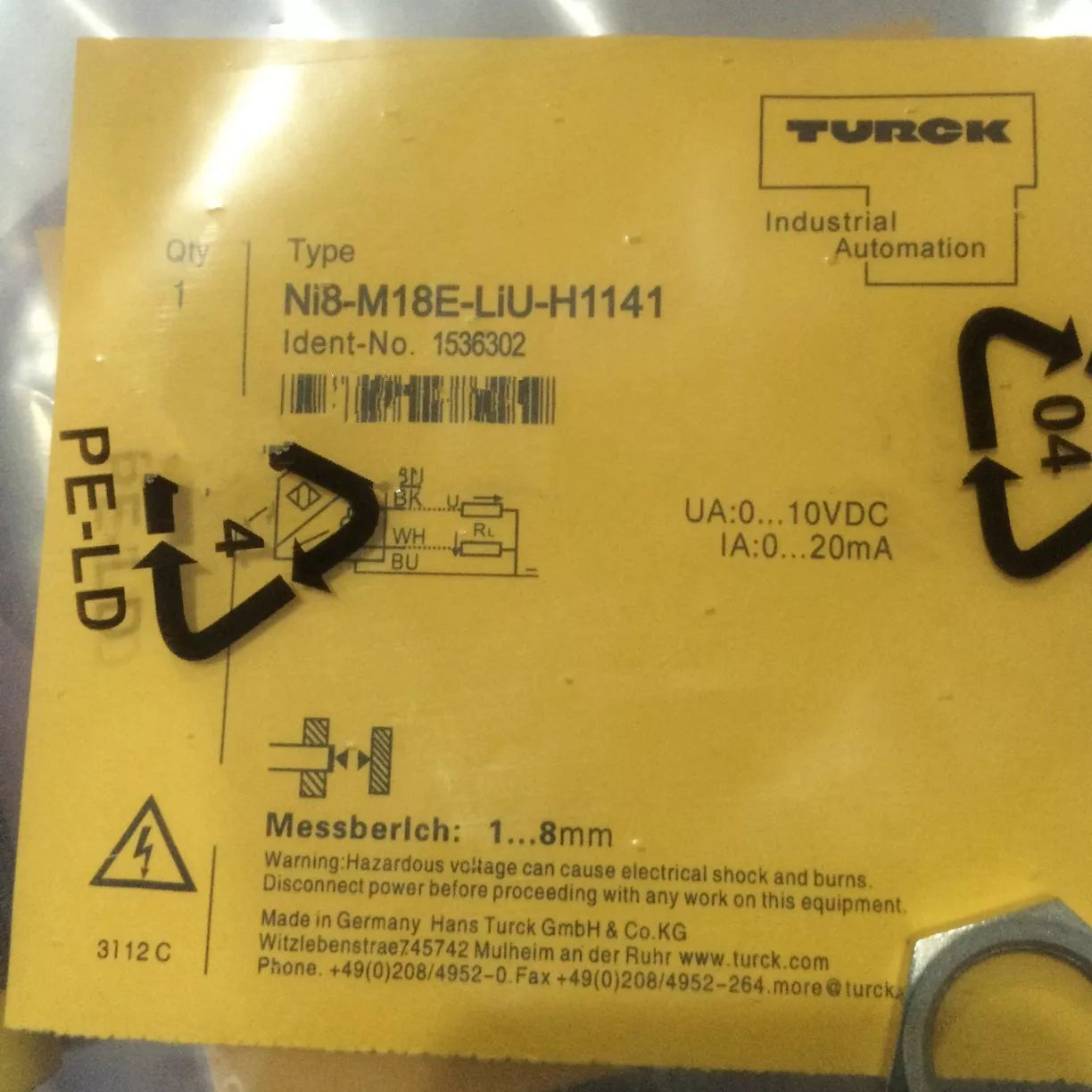 TURCK NI8-M18E-LIU-H1141 Proximity Switch Sensor