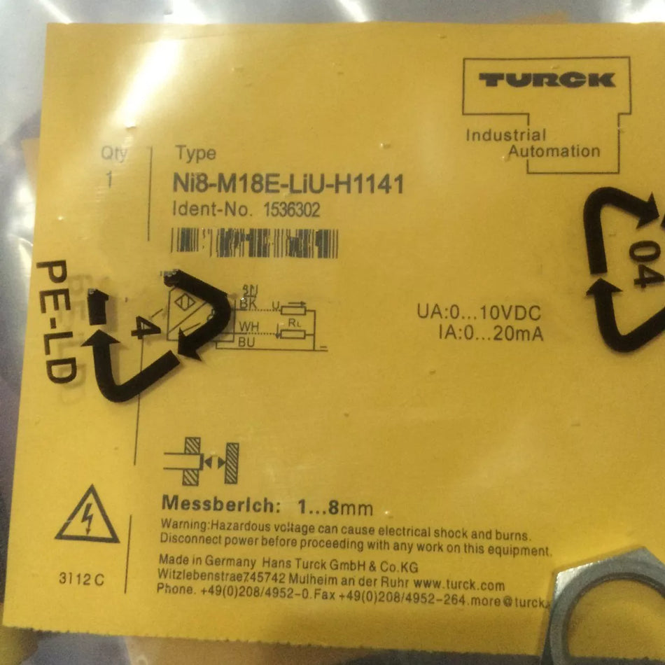 TURCK NI8-M18E-LIU-H1141 Proximity Switch Sensor