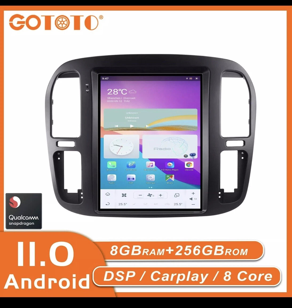 Car Radio Tesla screen 2Din Stereo for Toyota Land Cruiser LC100 1998-2002 256GB