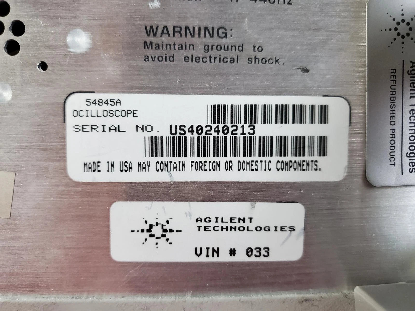 HP Agilent Keysight 54845A US40240213 Infiniium Oscilloscope 4 Channels