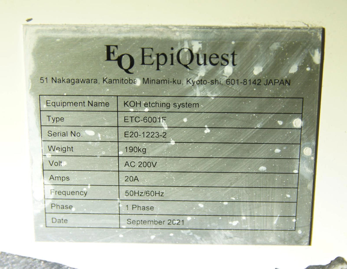 EQ EpiQuest ETC 6001F KOH Etching System SiC wafer / GaN wafer