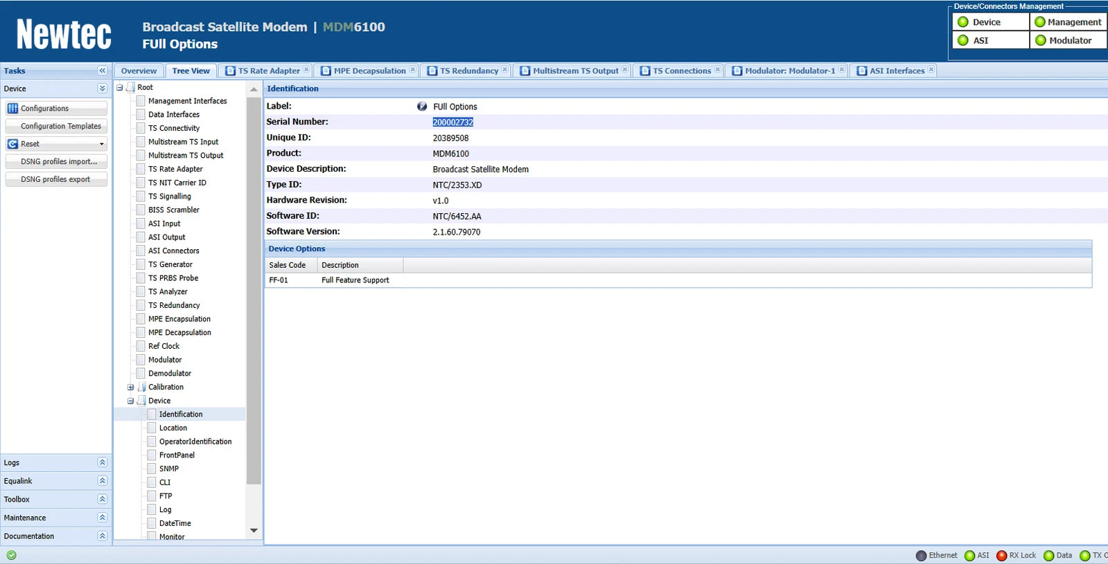 Newtec MDM6100 Satellite Modem 2.1.60.79070 with Full Feature Support