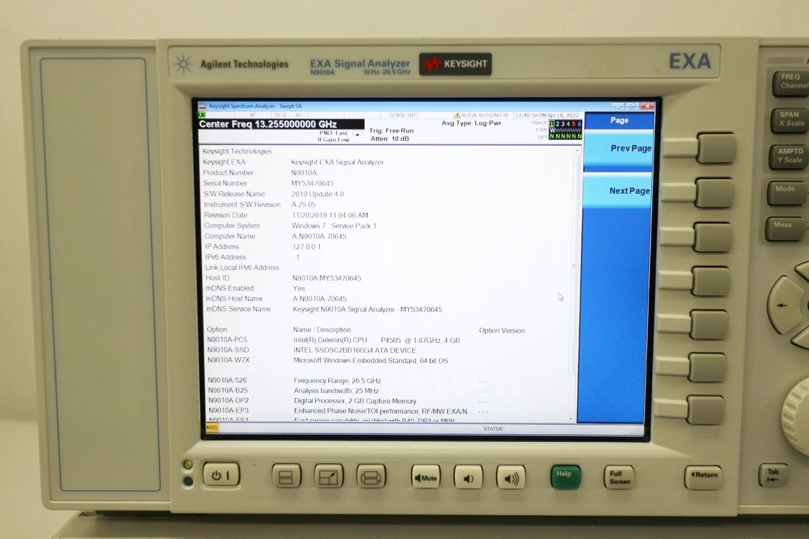 Agilent Keysight N9010A 26.5GHz Spectrum Analyzer