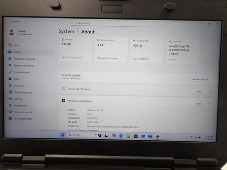 Dell Latitude 5424 Rugged 14" Core i5-8350U 1.7GHz 16GB 256GB SSD Win 11 Pro