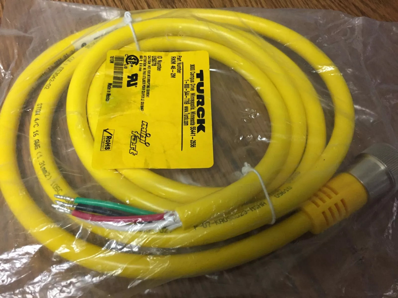 Turck RKM-46-2M, U5078 Minifast Female Single-end Cordset, 2M Cable