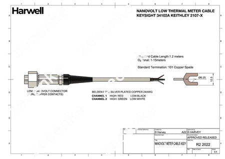 Low EMF NanoVolt Meter Cable for Keysight Agilent Keithley 34102a 2107 34420A 2182A