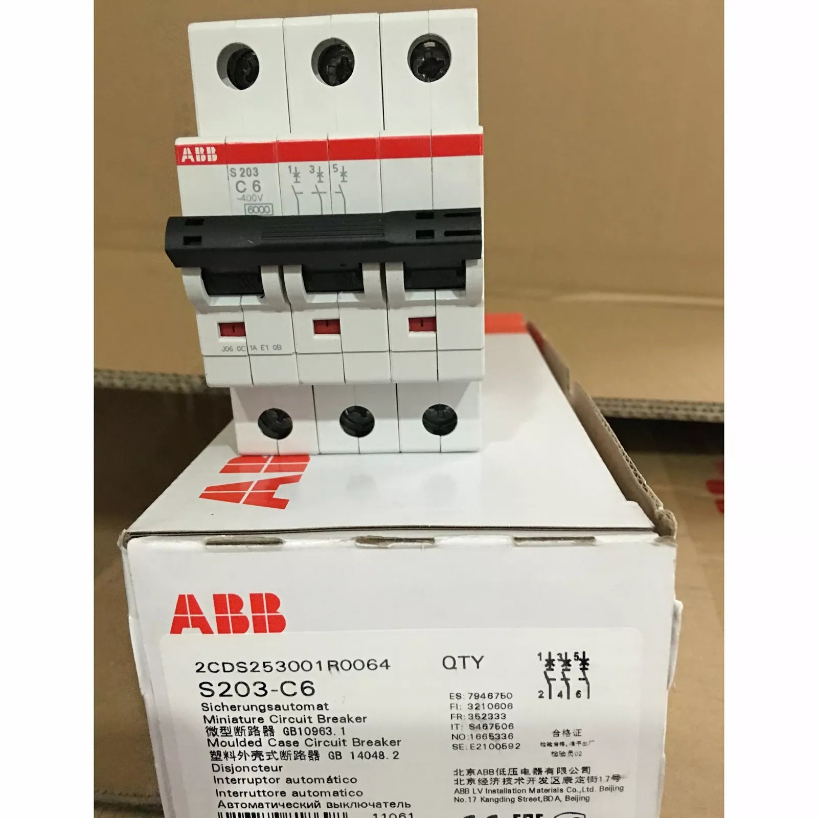 One New S203-C6 S203C6 Circuit Breaker Air Switch 3P 6A