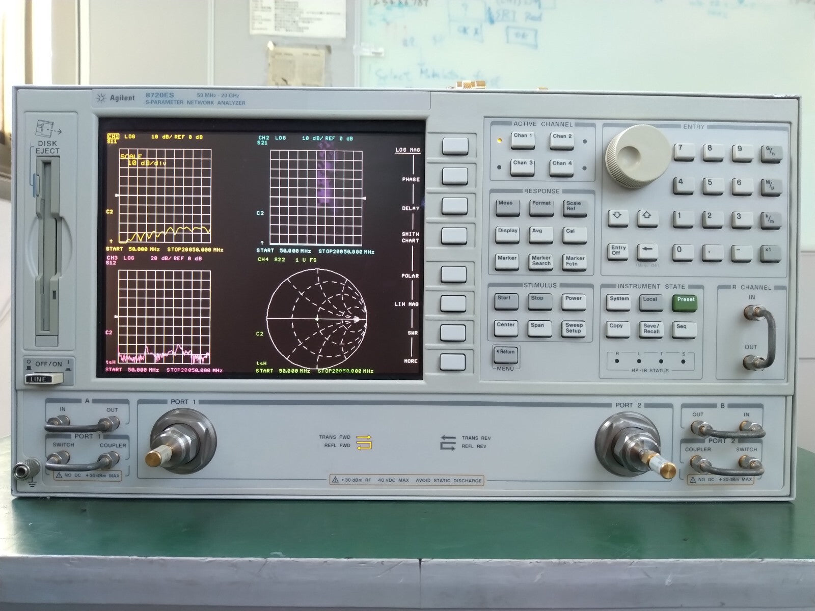Agilent 8720ES 50 MHz - 20 GHz Network Analyzer w/ Options 1D5/010/085/089 - XG eqpt