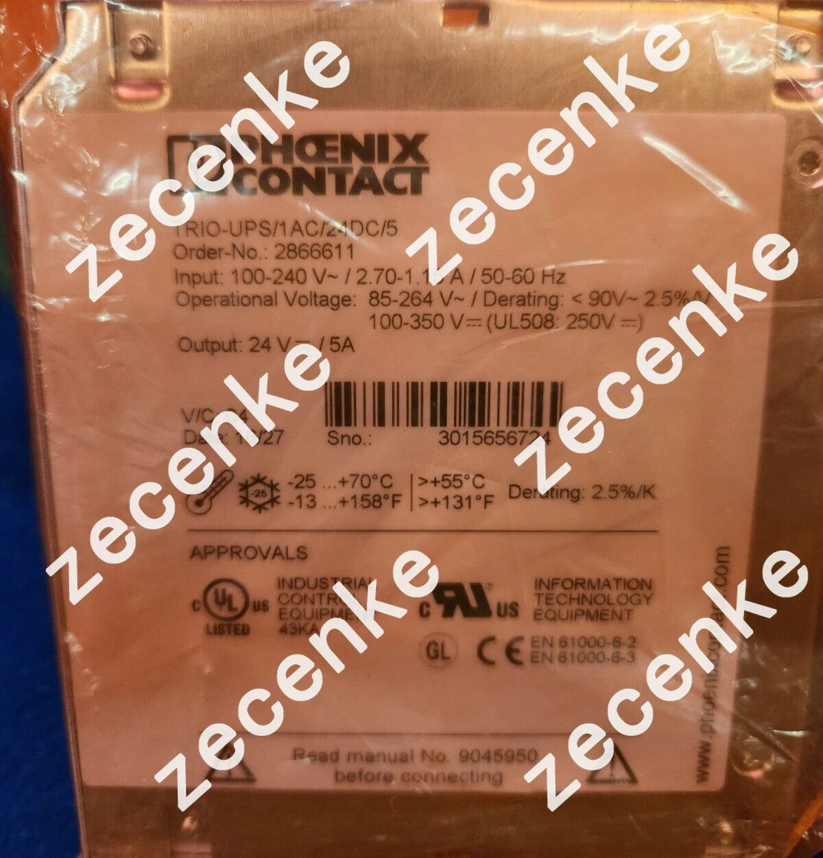 New Phoenix Contact TRIO-UPS/1AC/24DC/5 Integrated Power Supply 2866611