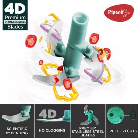 Pigeon Mini Handy Chopper with 3 Blades for Easy Vegetable & Fruit Chopping