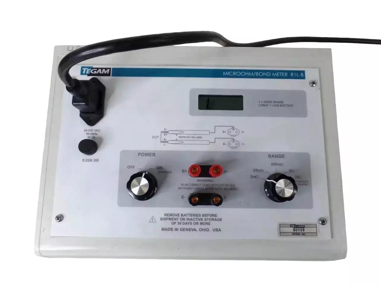 TEGAM R1L-B Micro Ohm/Bond Meter - High Precision Instrument