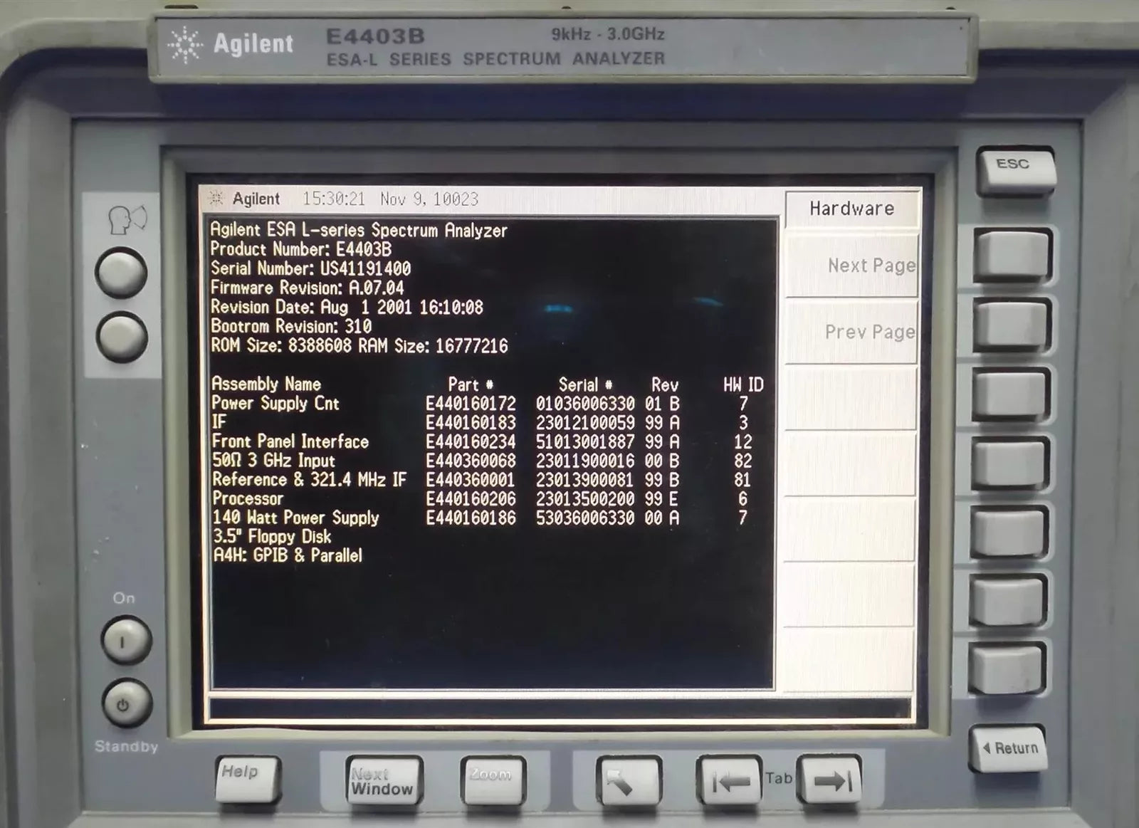 Agilent E4403B Spectrum Analyzer 9 kHz-3.0 GHz