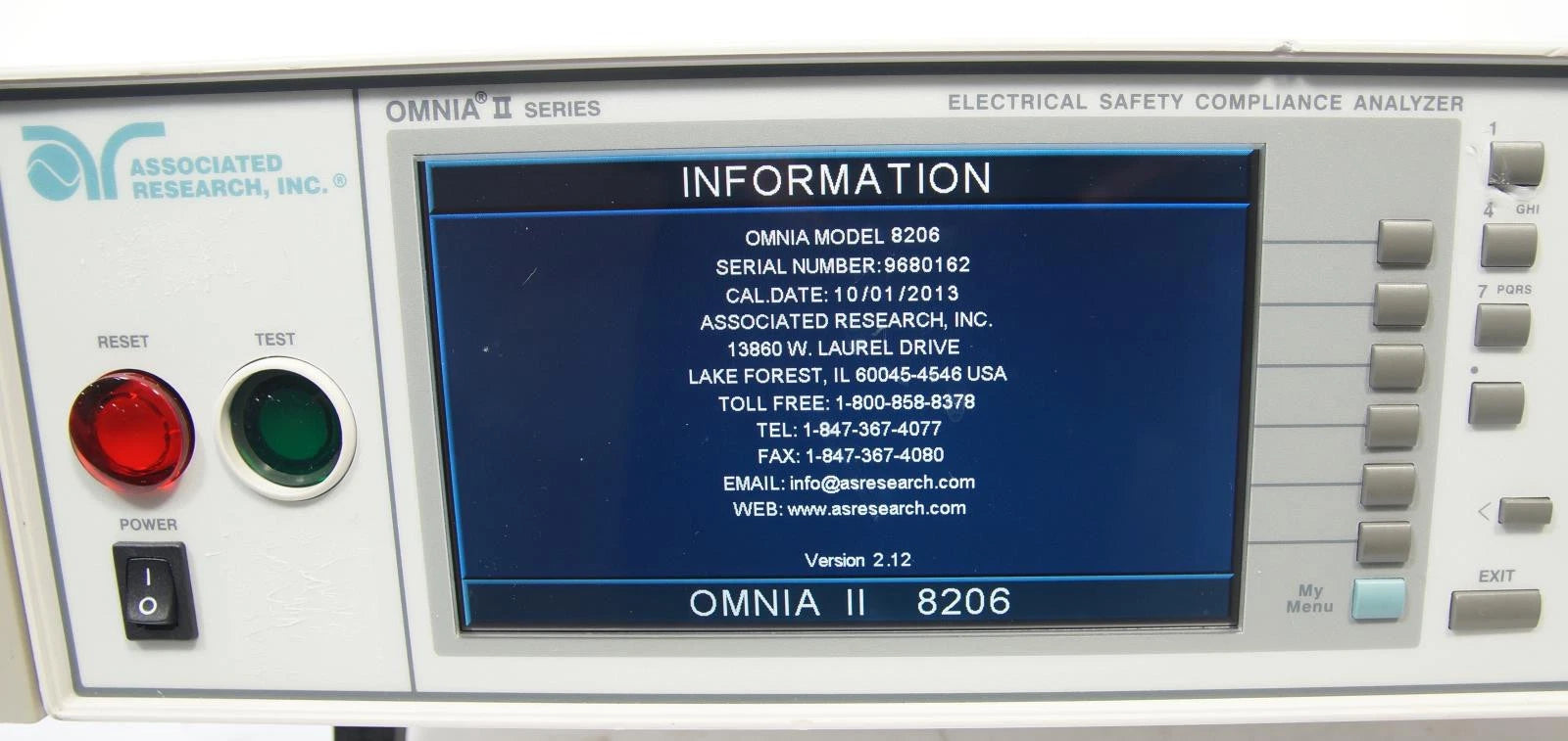 Associated Research OMNIA II Model 8206 Electrical Safety Compliance Analyzer