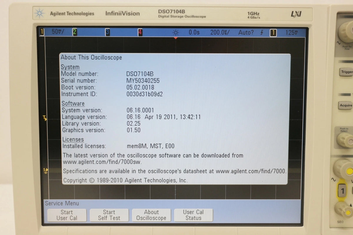 Keysight Agilent DSO7104B 1GHz 4GS/s Oscilloscope