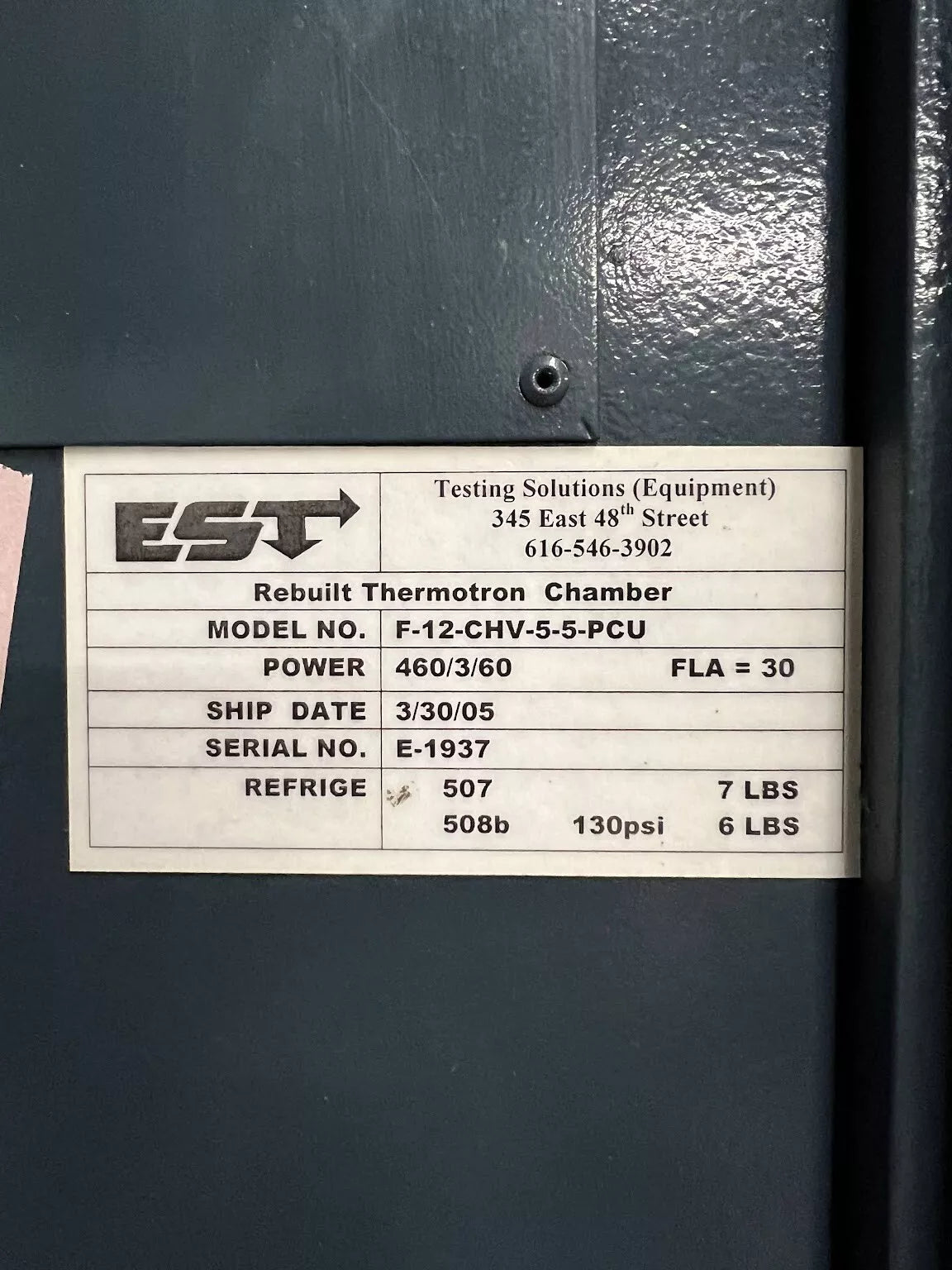 Thermotron F-12-CHV-5-5-PCU AGREE Temperature Chamber SN E1937