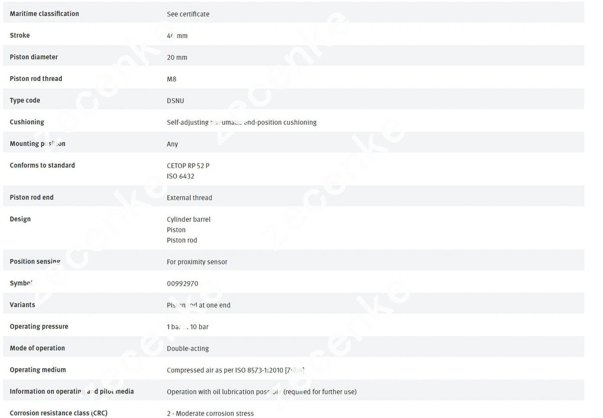 FESTO DSNU-20-40-PPS-A 559272 ISO Cylinder New