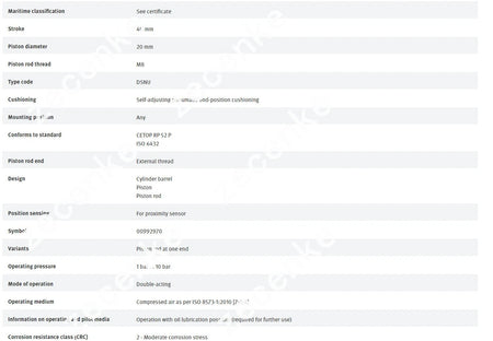 FESTO DSNU-20-40-PPS-A 559272 ISO Cylinder New
