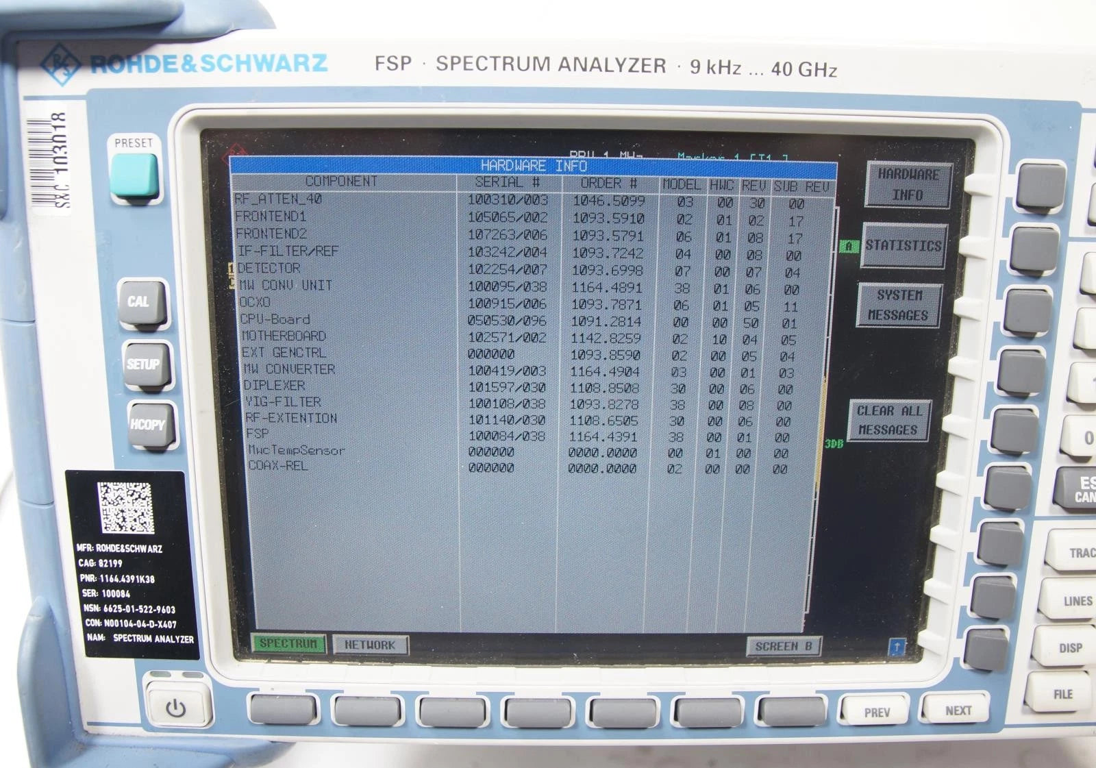 Rohde & Schwarz FSP 38 Spectrum Analyzer 9 KHz - 40 GHz 1164.4391.38
