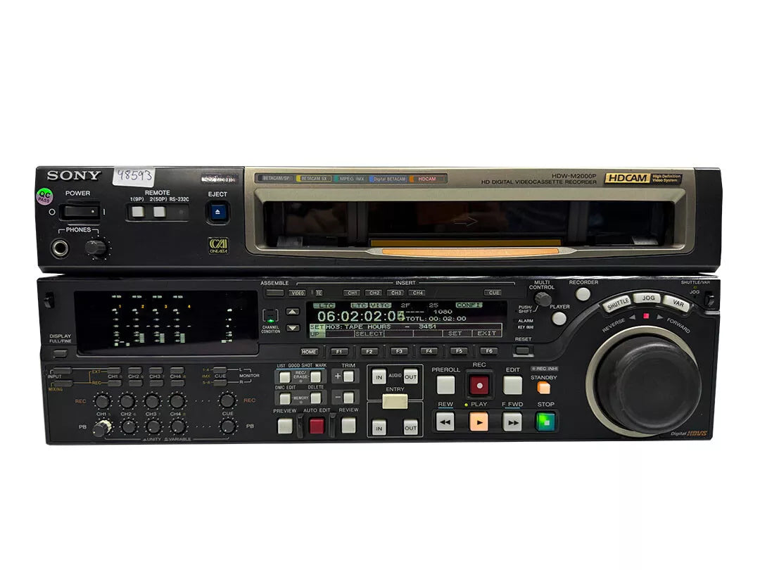 SONY HDW-M2000P HDCAM HD Digital Videocassette Recorder Drum Hours 3451 SN 48593