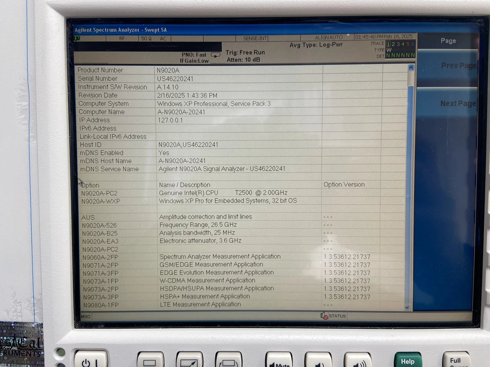 Agilent N9020A MXA Signal Analyzer, 20Hz - 26.5GHz Great Options, Calibrated