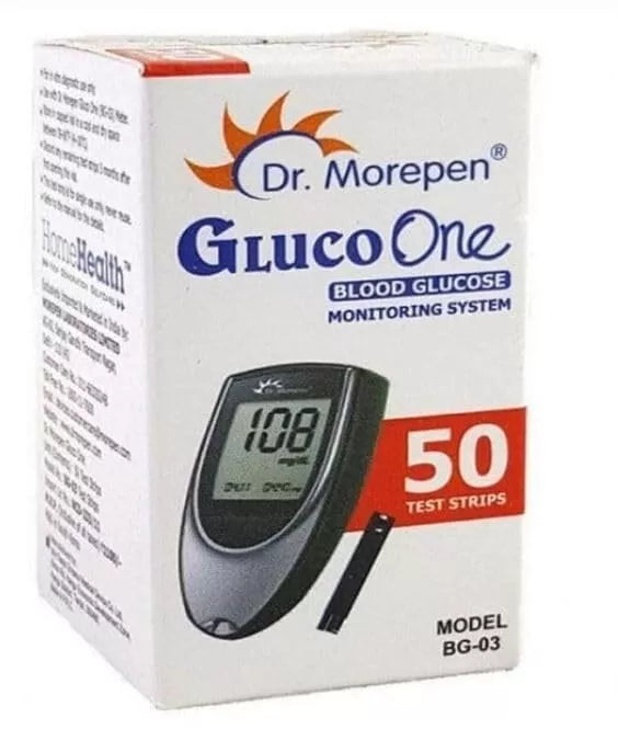 Dr. Morepen BG-03 Blood Sugar Glucose Monitoring 50 Test Strips Black BG 03