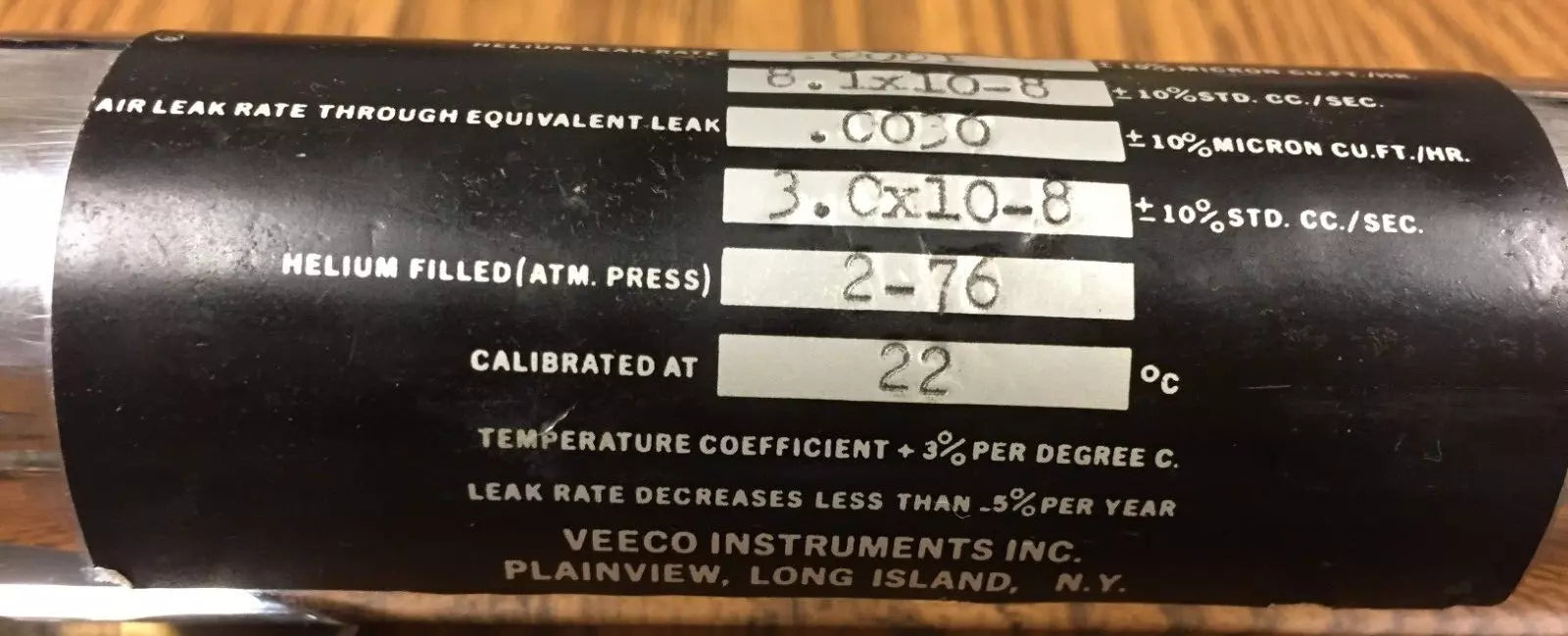 Veeco SC-4 Sensitivity Calibrator for Helium Mass Spectrometer Leak Detector