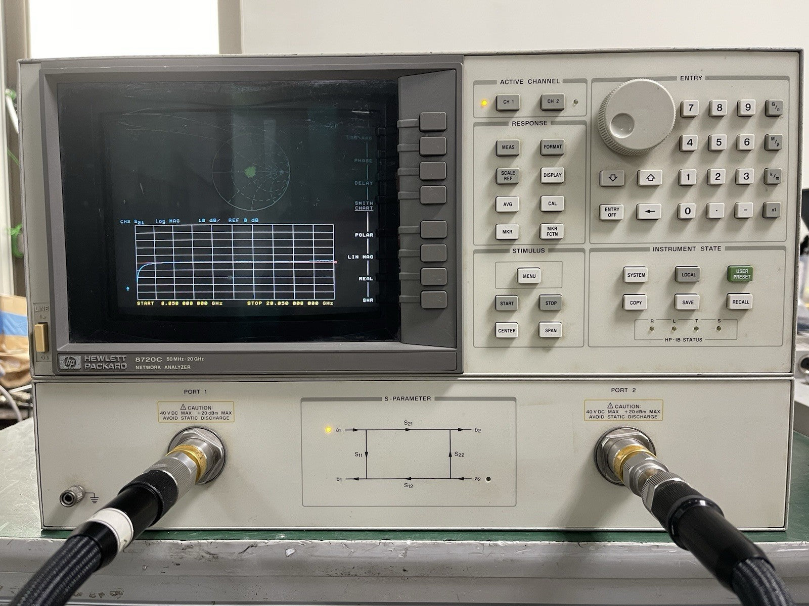 HP Agilent 8720C 50 MHz - 20 GHz Network Analyzer , Opt: 001, 010 _0597 - XG eqpt
