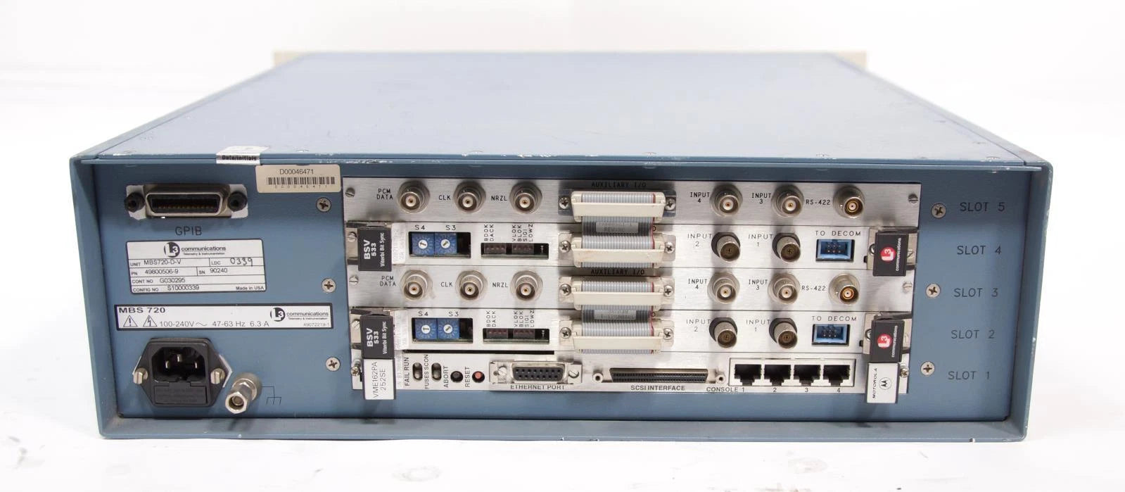 L3 Communications MBS 720 Bit Synchronizer W/ BSV 533 & Motorola MVME 01-W3627F