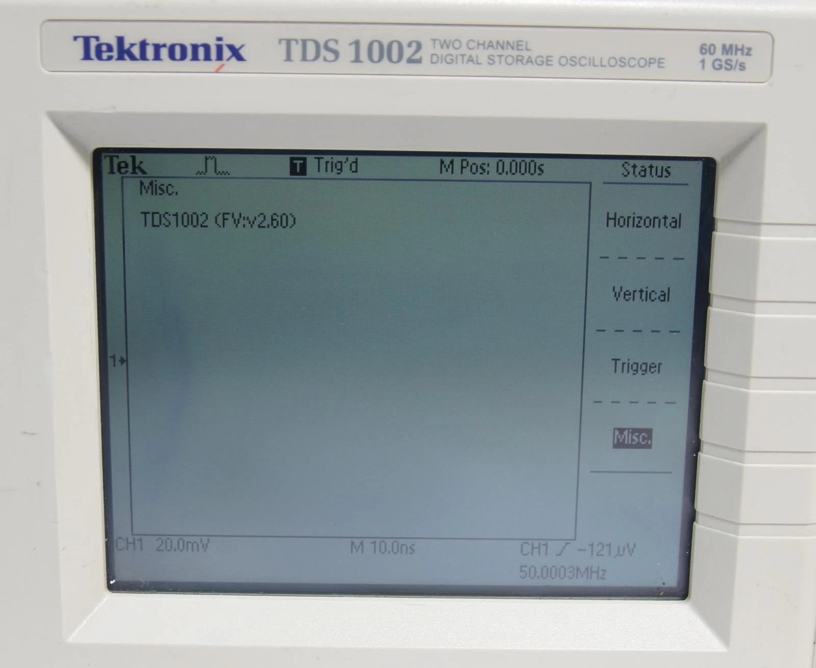 Tektronix TDS 1002 2CH 60MHz 1GS/s Digital Storage Oscilloscope