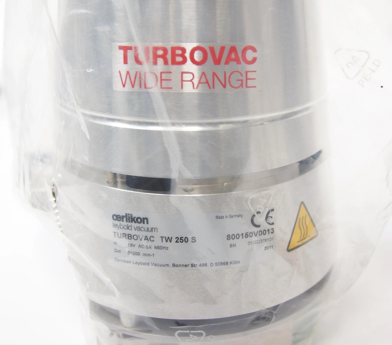 Aerlikon Leybold Turbovac TW 250 S Turbo Vacuum Pump with TD 400 Turbo Drive