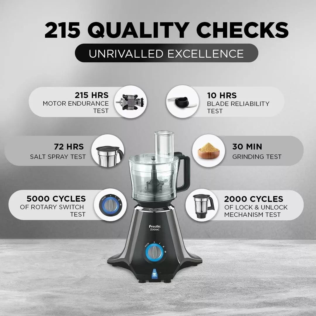 Preethi Zodiac MG-218 750W Mixer Grinder with 5 Jars
